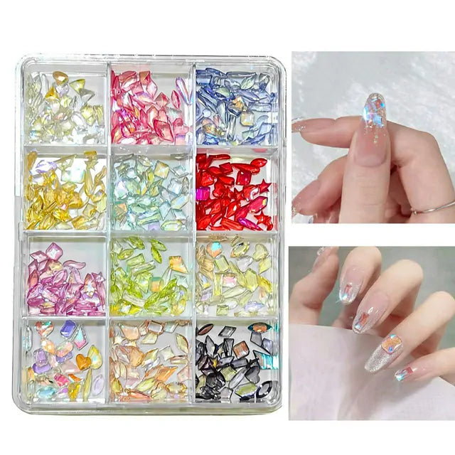 Mixed Shape Aurora Rhinestones Box (Random Color)
