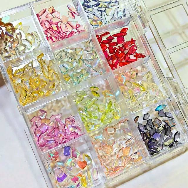 Mixed Shape Aurora Rhinestones Box (Random Color)