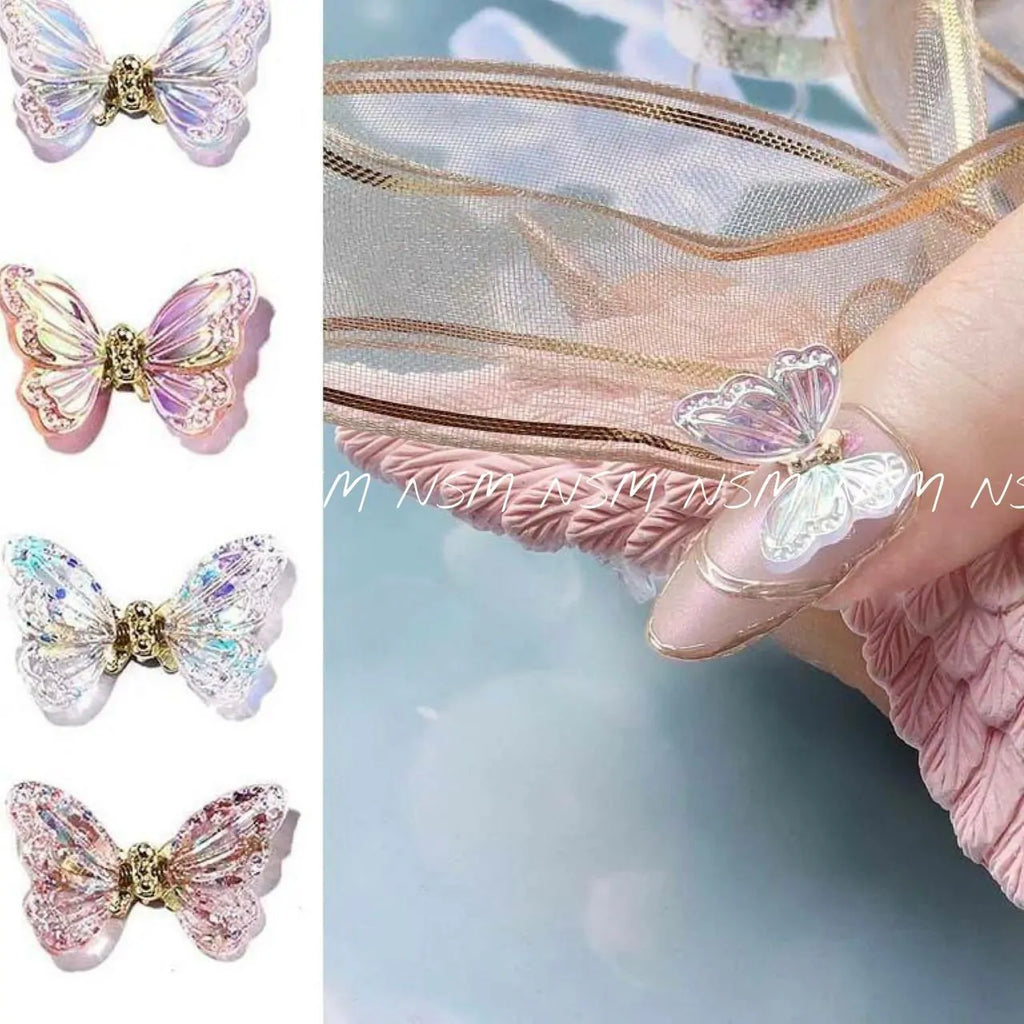 Moving Butterfly Nail Charms (Set Of 2 Pcs)