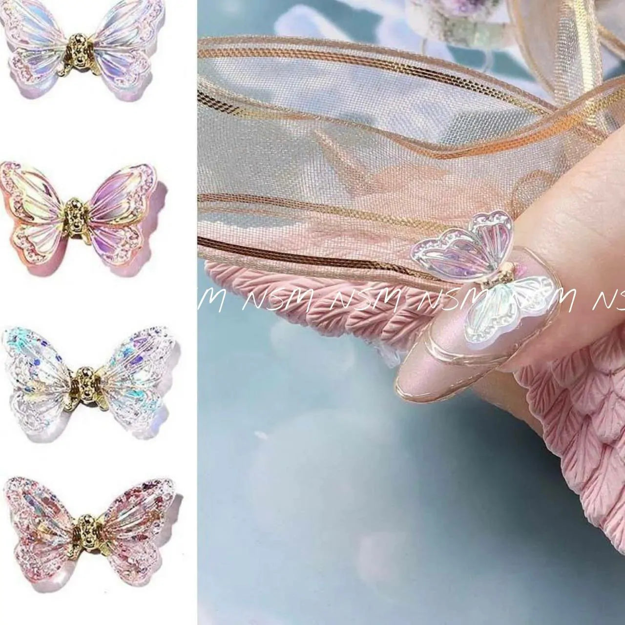 Moving Butterfly Nail Charms (Set Of 2 Pcs)
