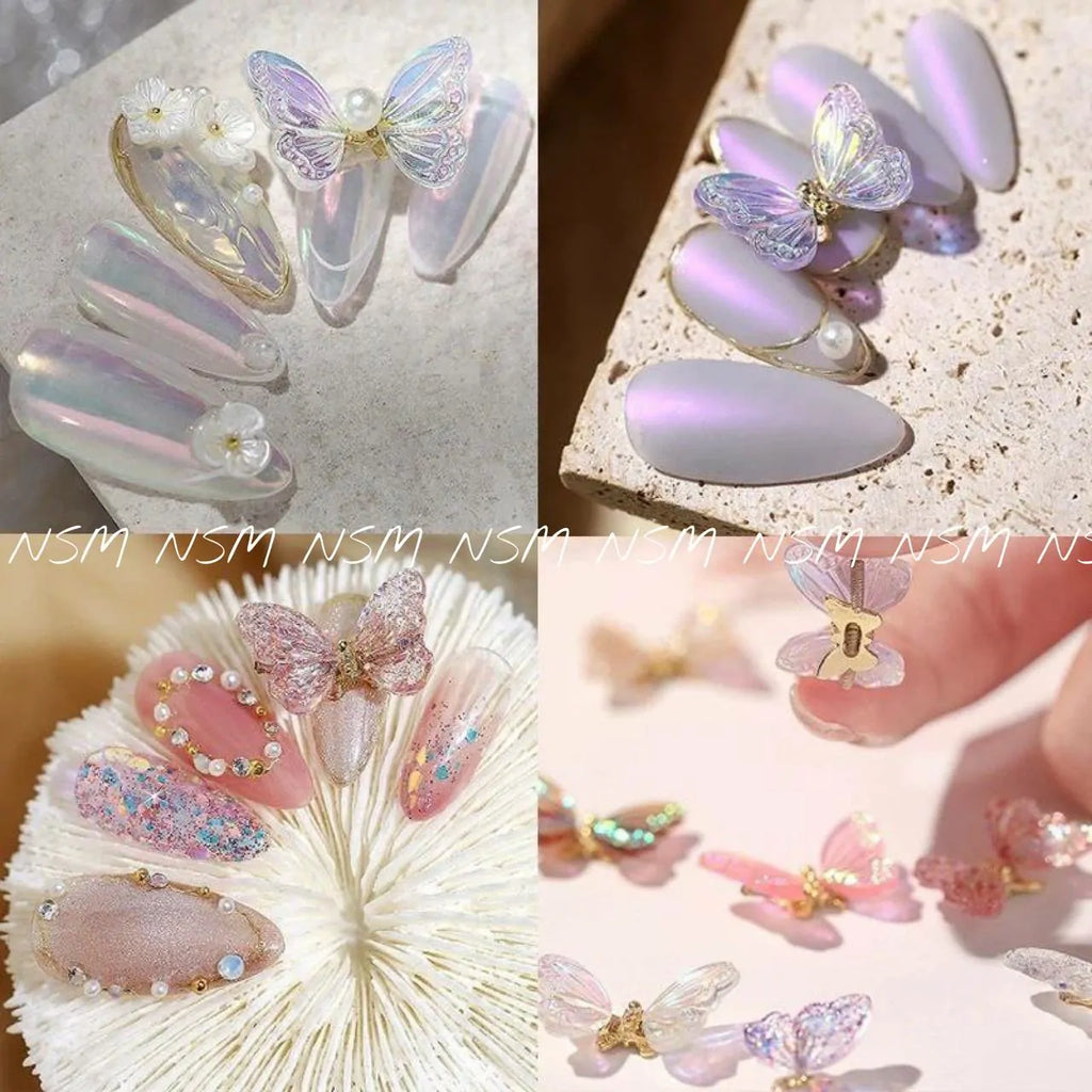 Moving Butterfly Nail Charms (Set Of 2 Pcs)