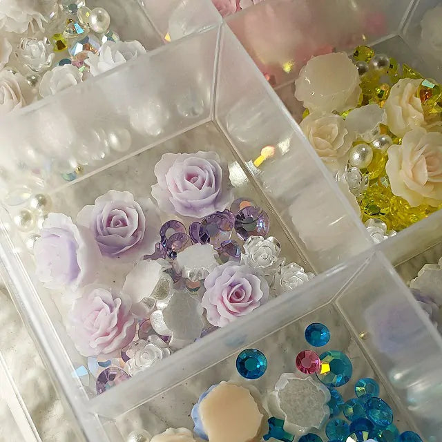 Multicolor Flowers 3D Nail Charms Box (24 Colors)