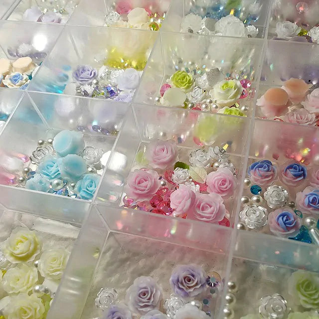 Multicolor Flowers 3D Nail Charms Box (24 Colors)