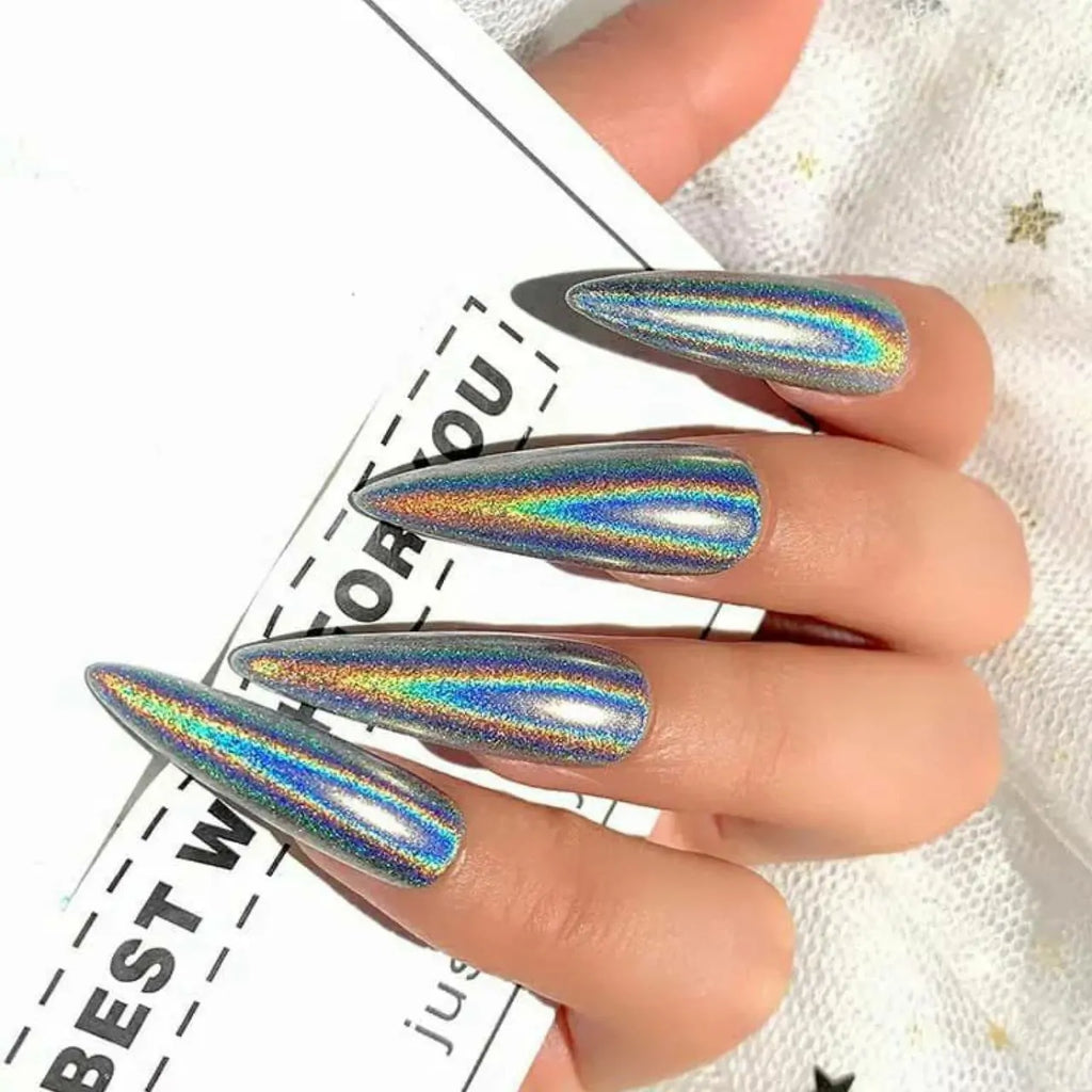 Nicole Diary Silver Holographic Pressed Chrome Powder