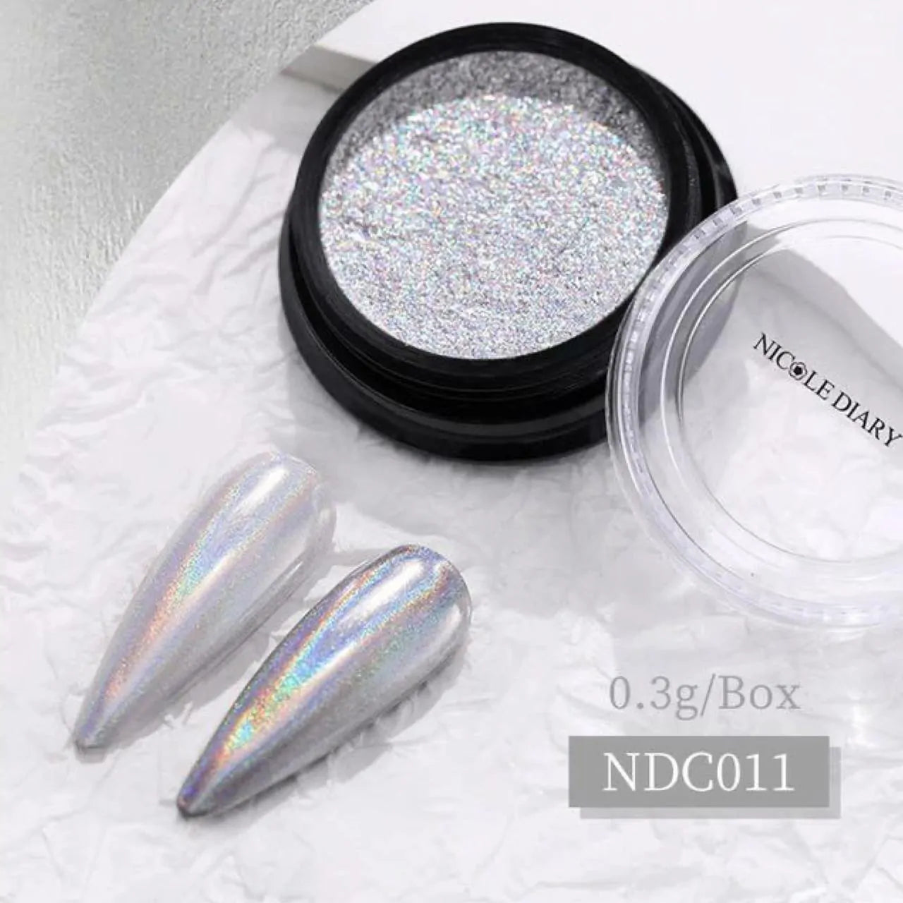 Nicole Diary Silver Holographic Pressed Chrome Powder