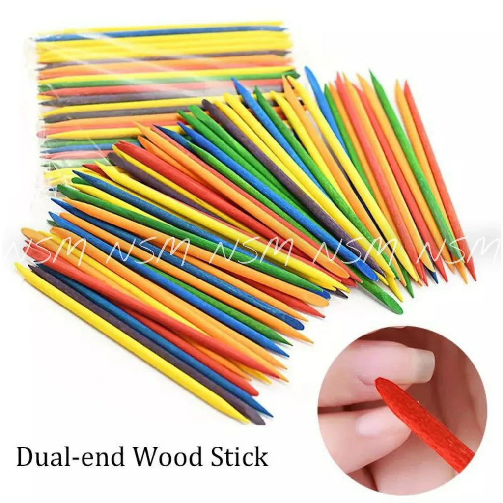 Dual End Disposable Colorful Orange / Cuticle Stick (Pack Of Approx. 100 Pieces)