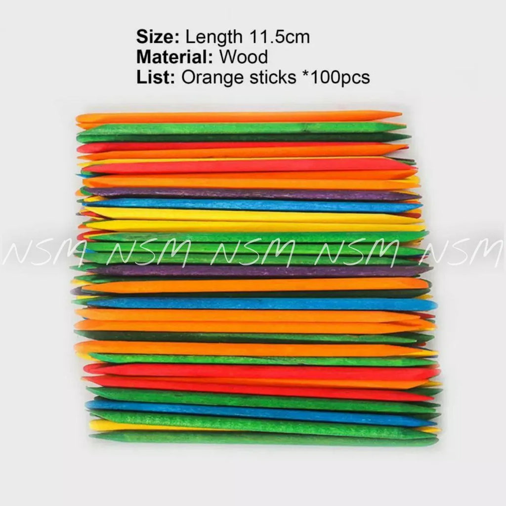Dual End Disposable Colorful Orange / Cuticle Stick (Pack Of Approx. 100 Pieces)