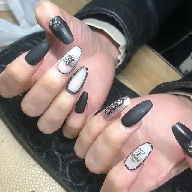Oxidized Silver Metal Retro Theme Nail Art Charms