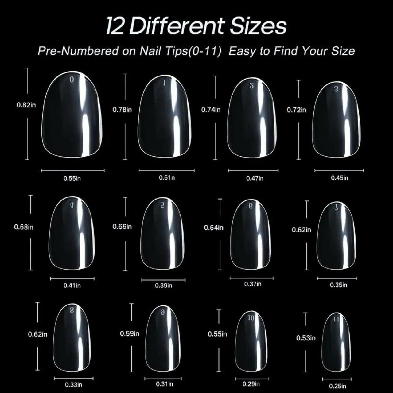 PNF Short Round Or Oval Gel Tips (500 Tips)