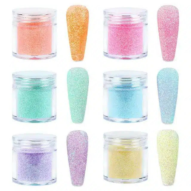 Pastel Sugar Glitter Powder Jars (Set Of 12)
