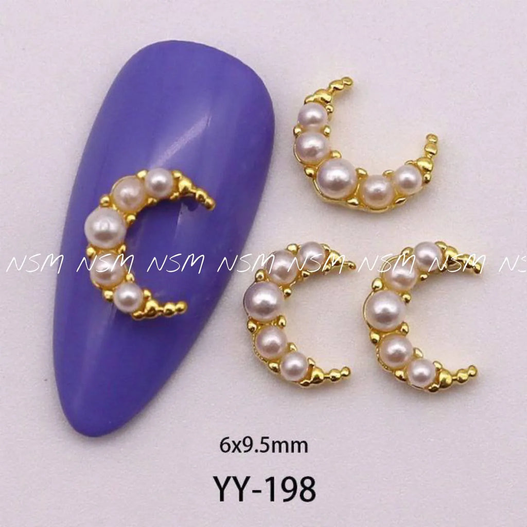 Pearl Moon Nail Charms (2 Pc set)