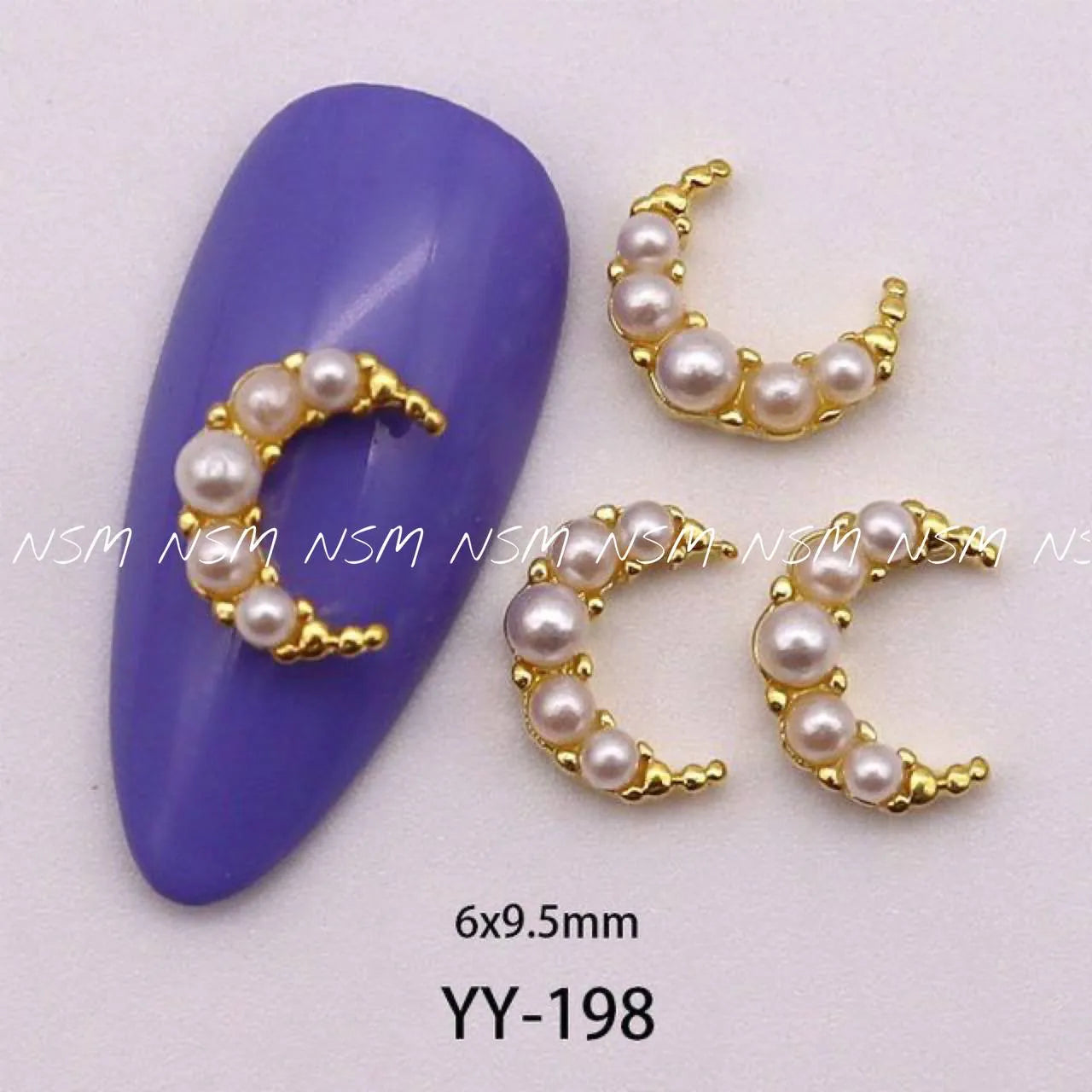 Pearl Moon Nail Charms (2 Pc set)