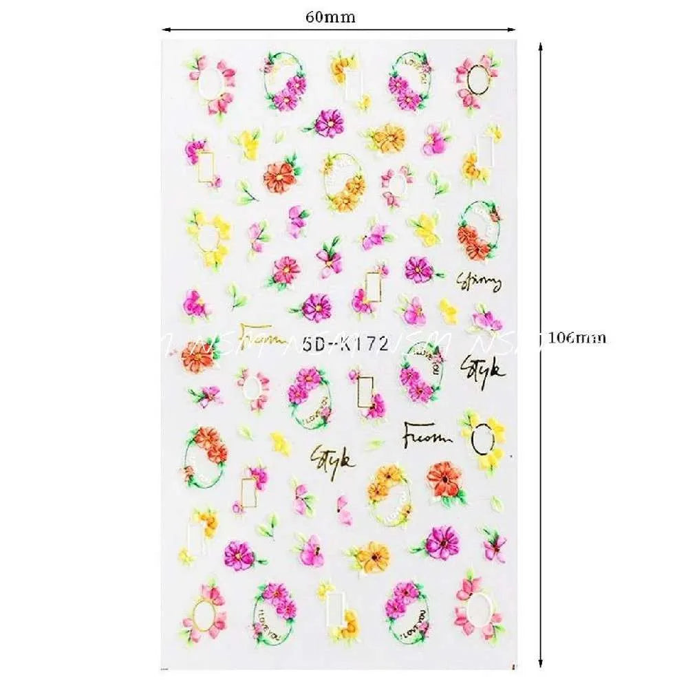 Pink And Yellow Flower Garlands 5D Sticker Sheets (5D- K172)