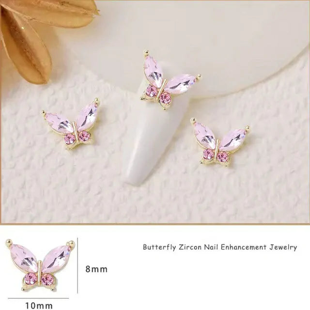 Pink Butterfly Nail Charms (Set Of 2 Pcs)