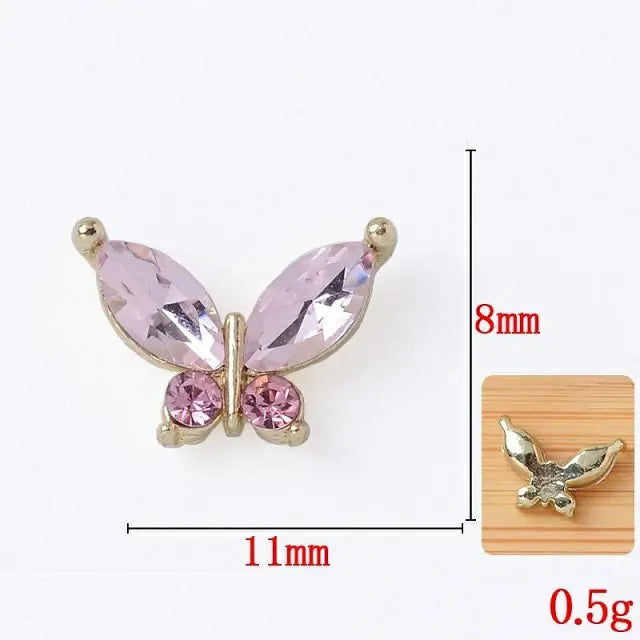 Pink Butterfly Nail Charms (Set Of 2 Pcs)