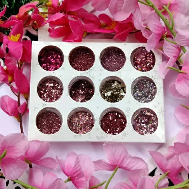 Pink / Rosegold Glitters And Mylars Box (Set Of 12)