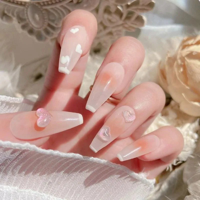 Pink Shimmer Hearts Nail Charms (Pack of 100 Pcs)