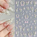 Pink Tulip Flower & Bow 5D Sticker Sheet (5D-K319)