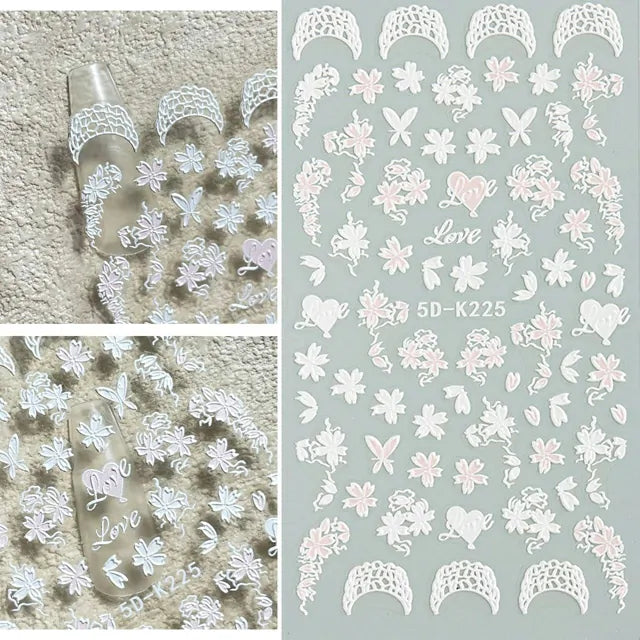 Pink and White Little Flowers 5D Sticker Sheet (5D-K225)