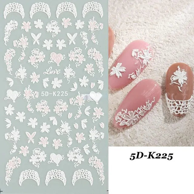 Pink and White Little Flowers 5D Sticker Sheet (5D-K225)