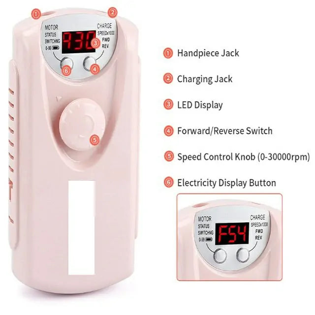 Portable Nail Drill (30000 RPM) (Random Color)