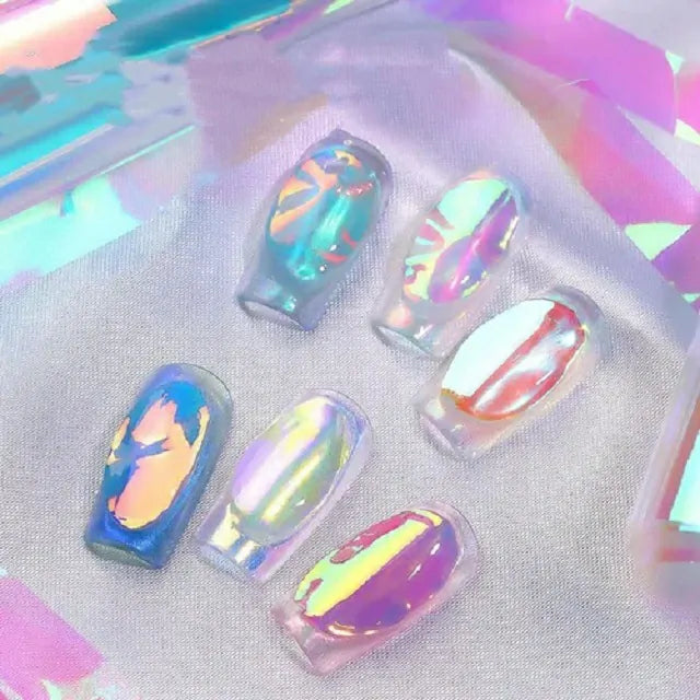Pre Cut Aurora Cellophane Sheets For Ice Gel Nails