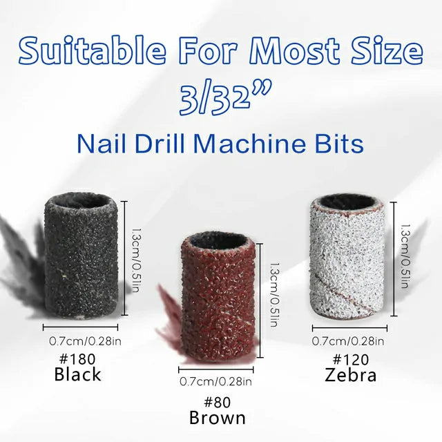 Professional Nail Drill Sanding Bands (80# 120# 180# Grit)