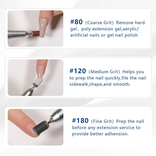 Professional Nail Drill Sanding Bands (80# 120# 180# Grit)