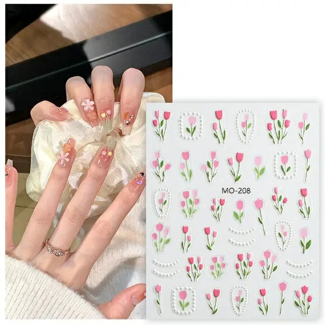 Pure Wind Tulip 3D Nail Stickers (MO-208)