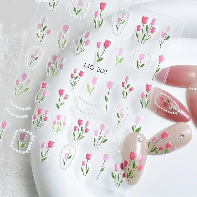 Pure Wind Tulip 3D Nail Stickers (MO-208)