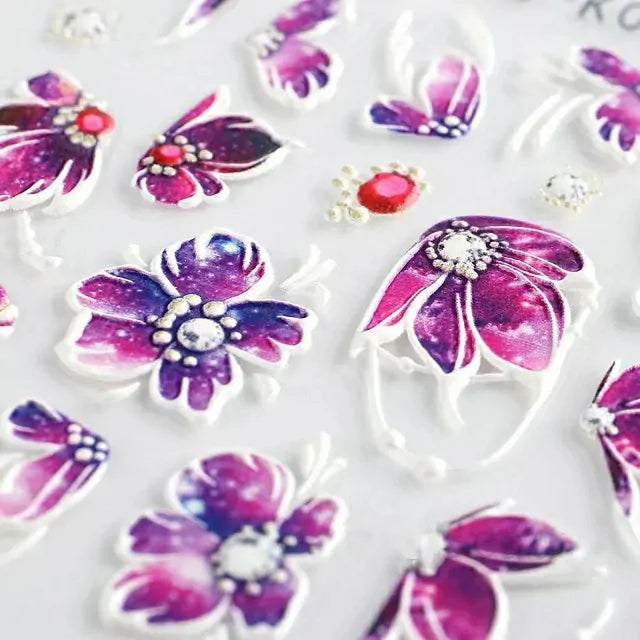 Purple Flower Petals 5D Nail Art Stickers (5D-K045)