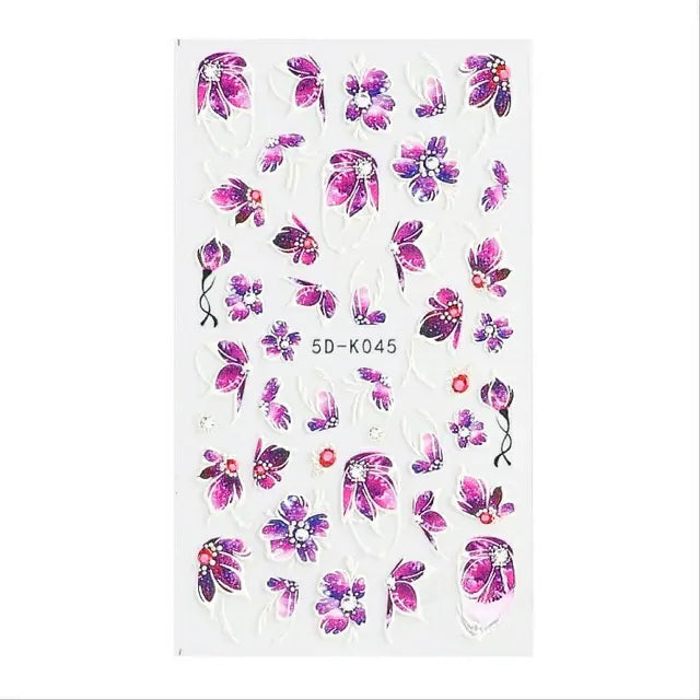 Purple Flower Petals 5D Nail Art Stickers (5D-K045)