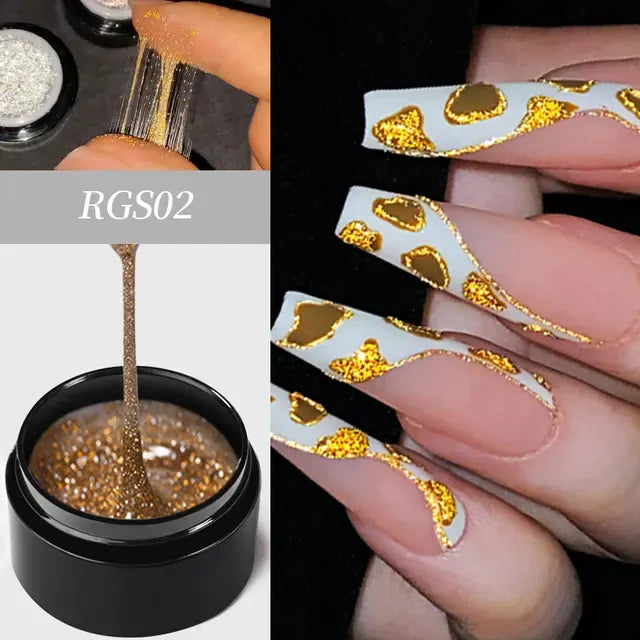 Born Pretty Gold Reflective Glitter Sparkling Effect Spider Nail Gel (5gm)