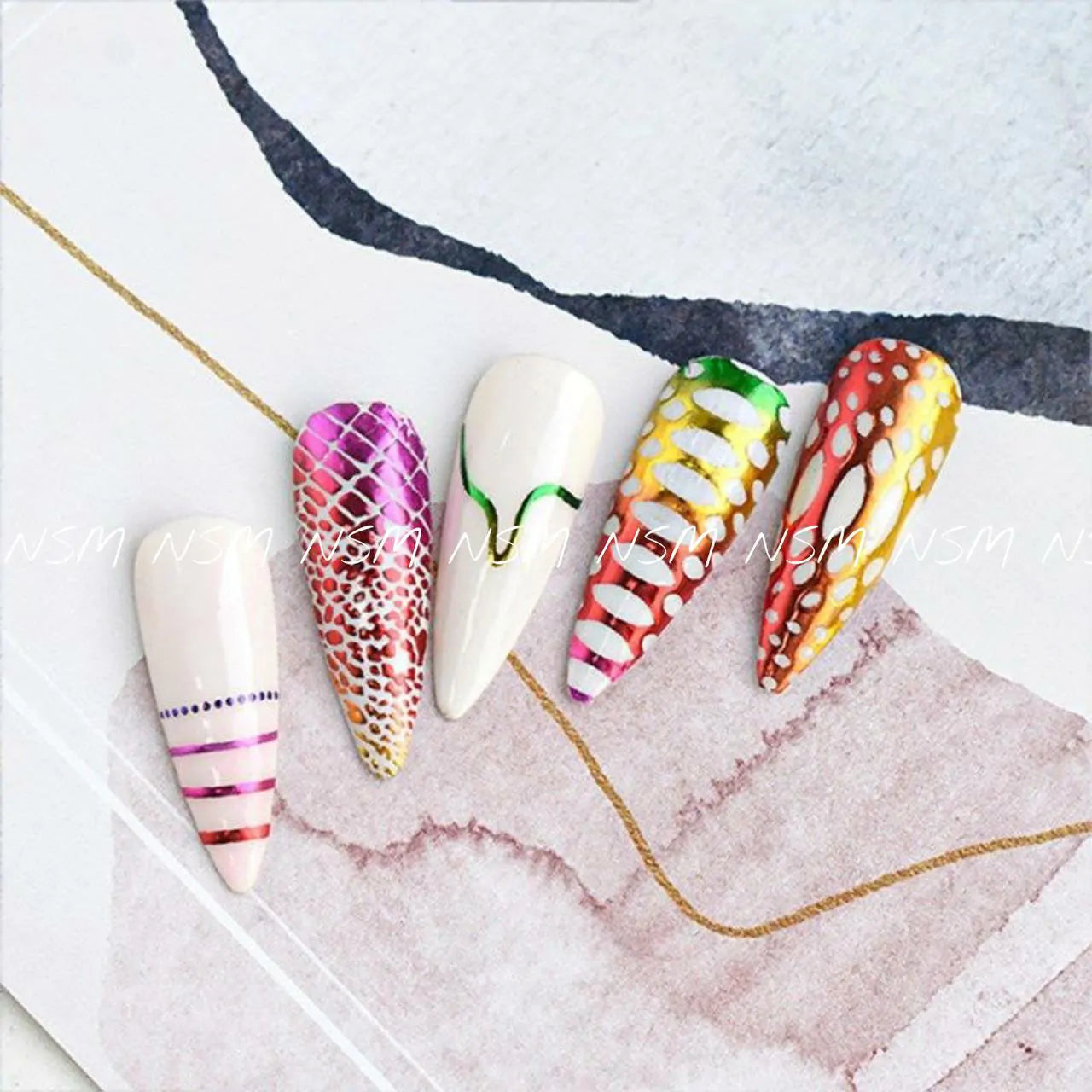 Rainbow Crocodile Pattern Nail Sticker Sheets (1331)