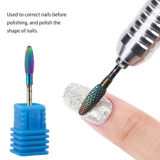 Rainbow Tungsten Steel Flame Nail Drill Bit (Medium Grit)