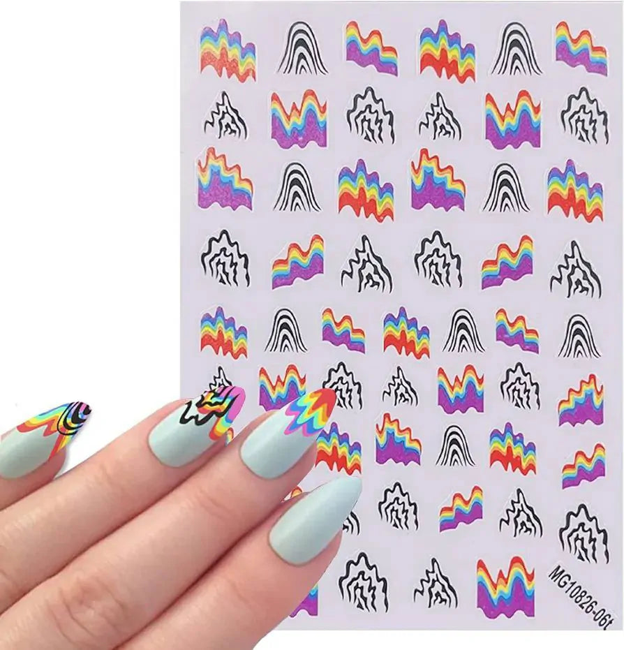 Rainbow Wave Nail Art Sticker Sheet (MG10826-06T)