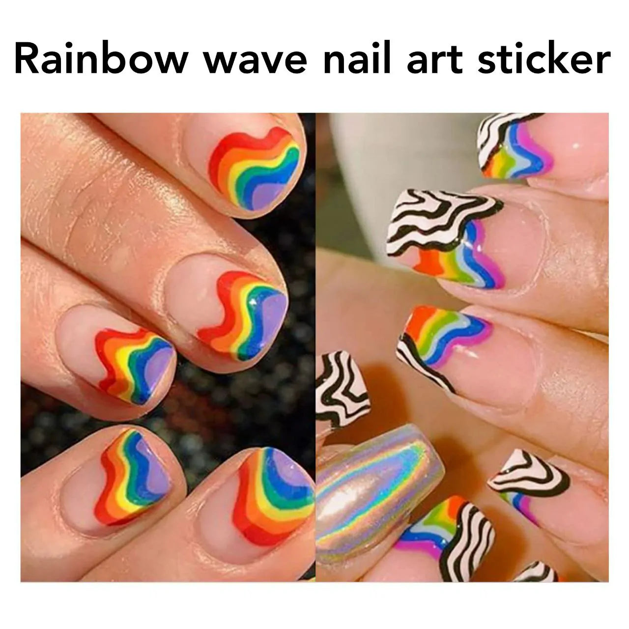 Rainbow Wave Nail Art Sticker Sheet (MG10826-06T)