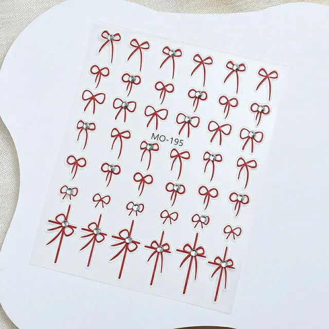 Red 3D Bow Nail Stickers (MO-195)