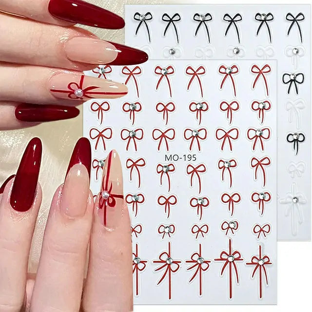 Red 3D Bow Nail Stickers (MO-195)