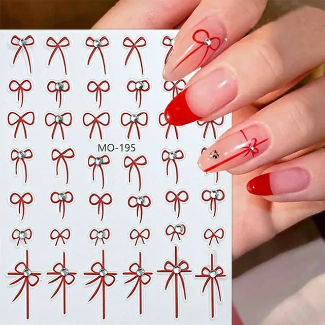 Red 3D Bow Nail Stickers (MO-195)