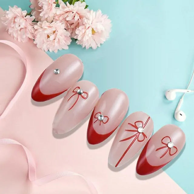 Red 3D Bow Nail Stickers (MO-195)