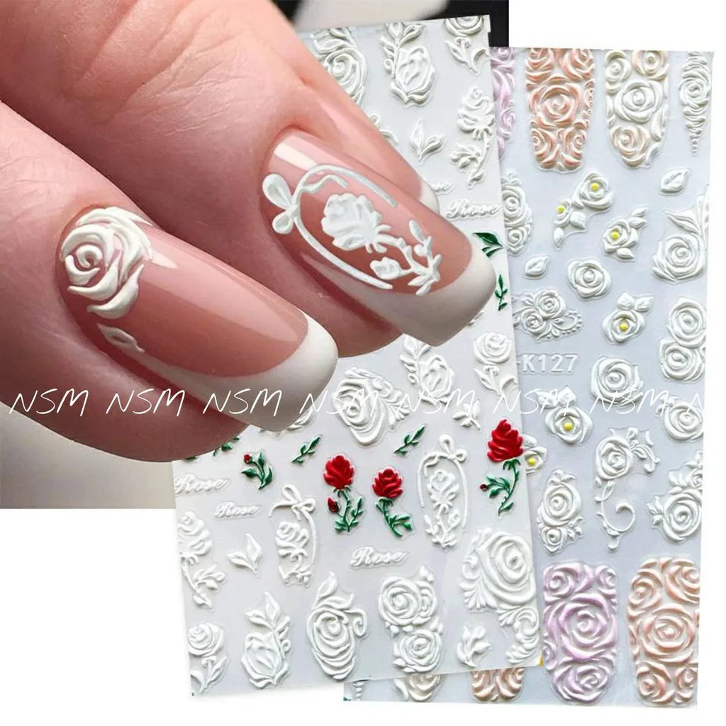 Red And White Roses 5D Sticker Sheet (5D-K128)