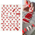 Red LV And Supreme Brand Nail Art Sticker Sheets (JO-396)