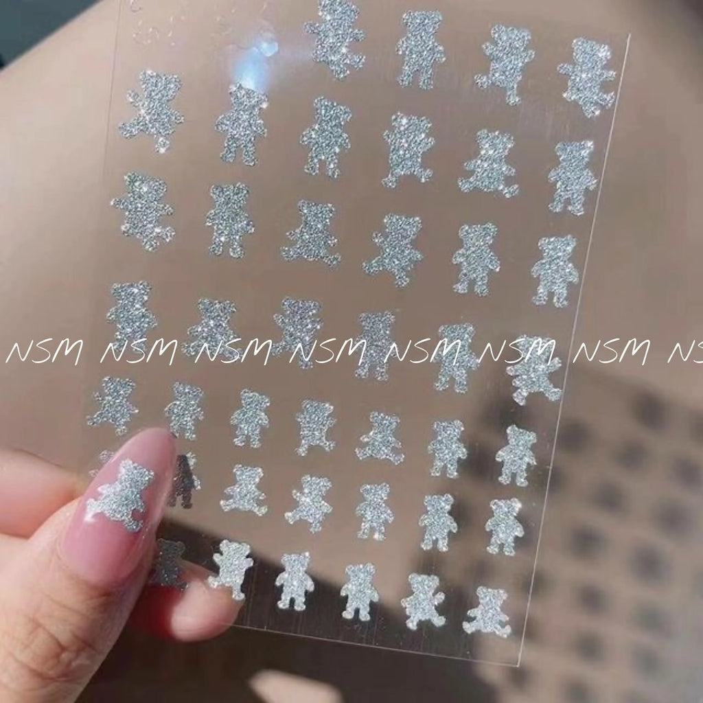 Reflective Glitter Teddy Sticker Sheet