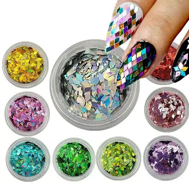 Rhombus Shaped Mylar Nail Accessories (Set Of 12)