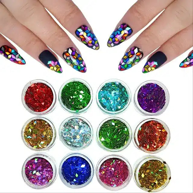 Rhombus Shaped Mylar Nail Accessories (Set Of 12)