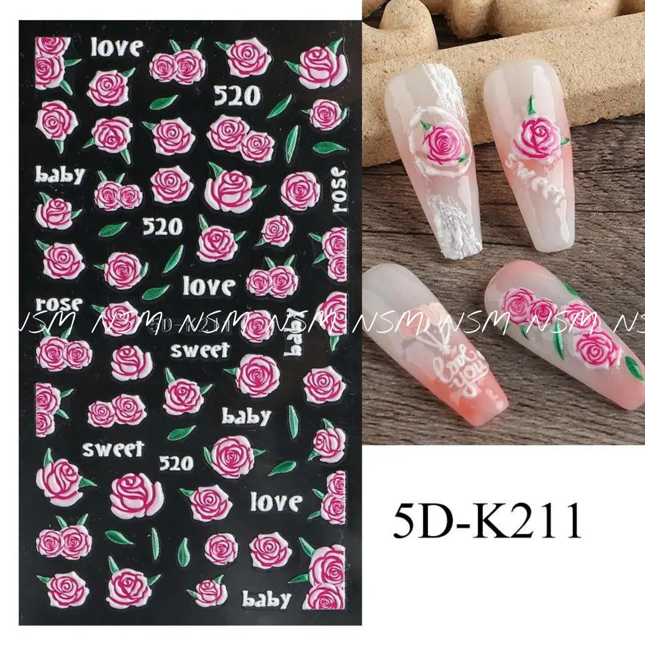Rose 5D Sticker Sheets (5D-K211)