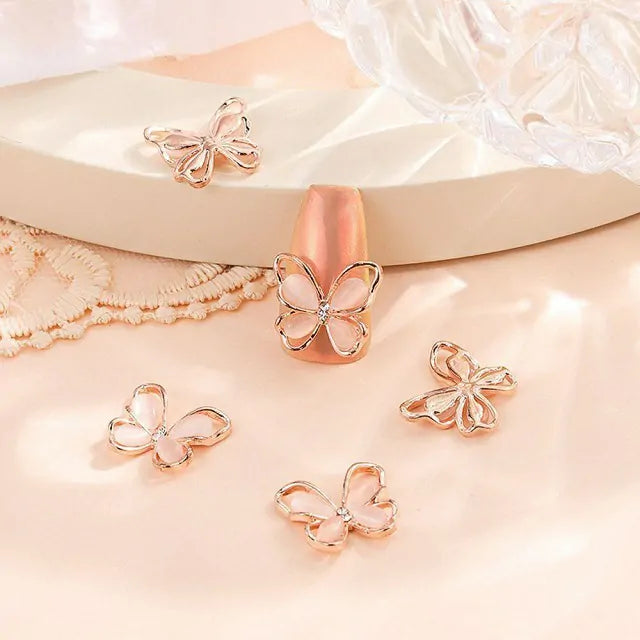 Rose Gold Butterfly Nail Charms