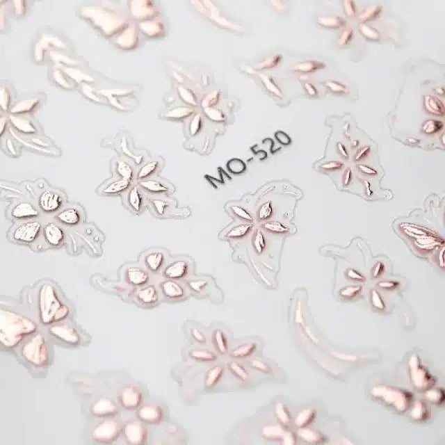 Rose Gold Floral 3D Nail Stickers (MO-520)