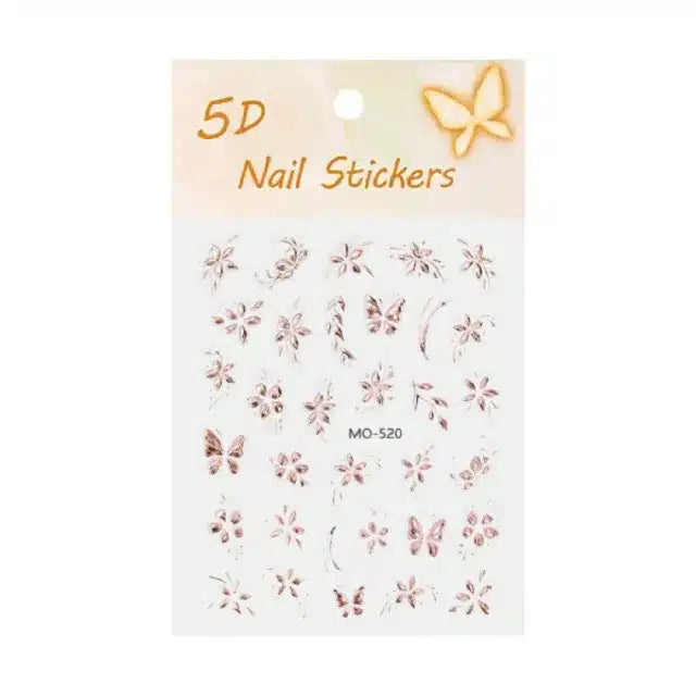 Rose Gold Floral 3D Nail Stickers (MO-520)